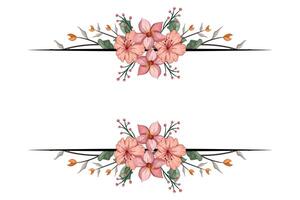 The Blooms Greenery Floral Foliage Ornament Corner Text Separator adds elegant framing text in invitations, cards vector