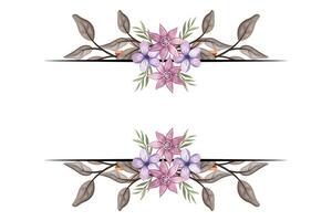 The Blooms Greenery Floral Foliage Ornament Corner Text Separator adds elegant framing text in invitations, cards vector