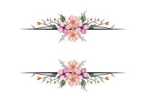 The Blooms Greenery Floral Foliage Ornament Corner Text Separator adds elegant framing text in invitations, cards vector