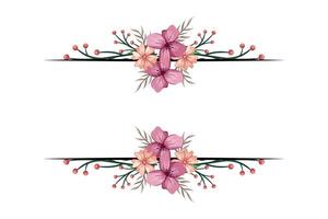 The Blooms Greenery Floral Foliage Ornament Corner Text Separator adds elegant framing text in invitations, cards vector