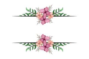 The Blooms Greenery Floral Foliage Ornament Corner Text Separator adds elegant framing text in invitations, cards vector