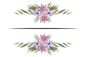 The Blooms Greenery Floral Foliage Ornament Corner Text Separator adds elegant framing text in invitations, cards vector