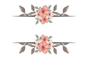 The Blooms Greenery Floral Foliage Ornament Corner Text Separator adds elegant framing text in invitations, cards vector