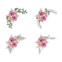 Blooms Greenery Floral Foliage Ornament Corner Text Separator vector