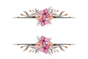 The Blooms Greenery Floral Foliage Ornament Corner Text Separator adds elegant framing text in invitations, cards vector