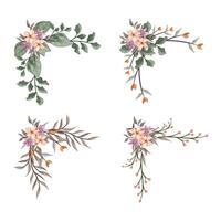 Blooms Greenery Floral Foliage Ornament Corner Text Separator vector