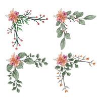Blooms Greenery Floral Foliage Ornament Corner Text Separator vector