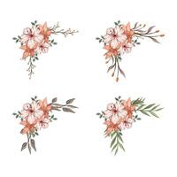 Blooms Greenery Floral Foliage Ornament Corner Text Separator vector