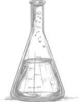 erlenmeyer tube with engraving style black color only vector