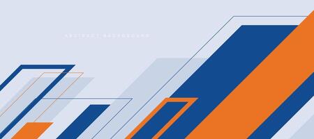 Abstract minimalist background with blue orange geometric square shapes vector