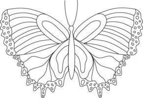 Butterfly line hand drawn illustration. Wildnature animal doodle. Ornate insects linear drawing for tattoo, coloring pages, print, logo. Editable stroke. vector