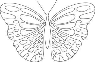 Butterfly line hand drawn illustration. Wildnature animal doodle. Ornate insects linear drawing for tattoo, coloring pages, print, logo. Editable stroke. vector