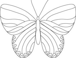 Butterfly line hand drawn illustration. Wildnature animal doodle. Ornate insects linear drawing for tattoo, coloring pages, print, logo. Editable stroke. vector