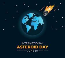 internacional asteroide día. 30 junio. fiesta concepto. modelo para antecedentes con bandera, póster y tarjeta. plano diseño. plano ilustración. vector