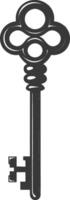 flat key with engraving style black color only vector