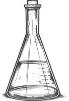 erlenmeyer tube with engraving style black color only vector