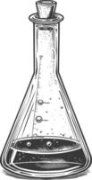 erlenmeyer tube with engraving style black color only vector