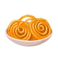 Illustration of Jalebi, a popular sweet snack in India, isolated on white background. vector