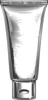 cosmetic tube with engraving style black color only vector