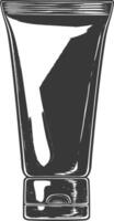 cosmetic tube with engraving style black color only vector