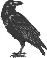silhouette raven animal full body black color only vector