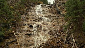 Aerial view of Angel's Staircase Falls in Yoho National Park video