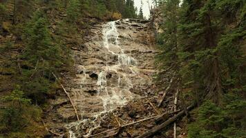 Aerial view of Angel's Staircase Falls in Yoho National Park video