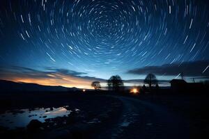 Night sky with stars made with long exposure photo