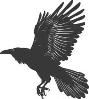 silhouette raven animal fly full body black color only vector