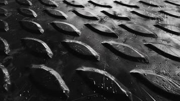 Metal black plate with small lines. Textured background photo