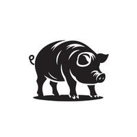 Pig silhouette design on white background. Pig logo, pig illustration vector