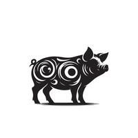 Pig silhouette design on white background. Pig logo, pig illustration vector