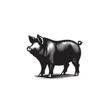 Pig silhouette design on white background. Pig logo, pig illustration vector