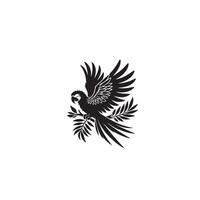 Parrot silhouette on white background. Birds silhouette. Parrot logo, illustration vector