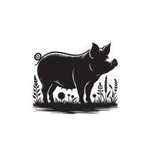 Pig silhouette design on white background. Pig logo, pig illustration vector