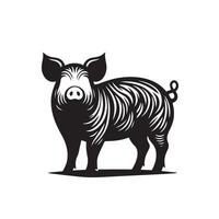 Pig silhouette design on white background. Pig logo, pig illustration vector