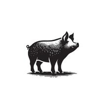 Pig silhouette design on white background. Pig logo, pig illustration vector