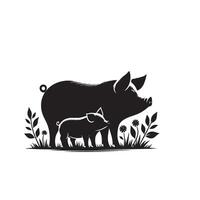 Pig silhouette design on white background. Pig logo, pig illustration vector