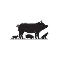 Pig silhouette design on white background. Pig logo, pig illustration vector