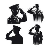 soldiers with guns and backpacks silhouette design template illustration vector