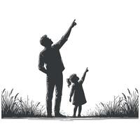 fathers day with fathers and children silhouettes design template illustration vector