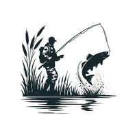 fishing silhouette, fisherman clipart, hunting silhouette, fisherman flat design, fishing design, fishing graphic illustration. vector