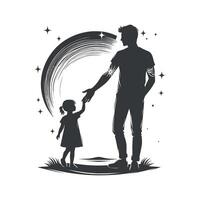 fathers day with fathers and children silhouettes design template illustration vector