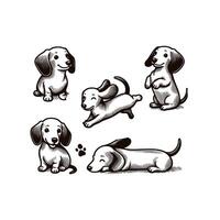 Cute dog and puppy set collection silhouette design template illustration vector