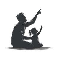 fathers day with fathers and children silhouettes design template illustration vector