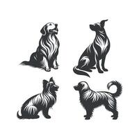 linda perro y perrito conjunto colección silueta diseño modelo ilustración vector