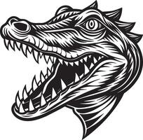 head of a dinosure line art black and white illustration vector