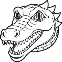 cabeza de un dinosaurio línea Arte negro y blanco ilustración vector