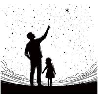 fathers day with fathers and children silhouettes design template illustration vector