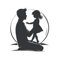 fathers day with fathers and children silhouettes design template illustration vector